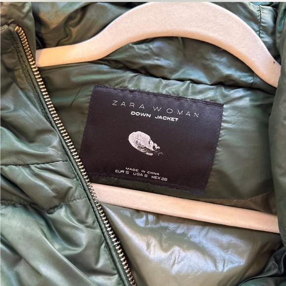 Zara Dark Green Puffer Jacket - Picture 3 of 3